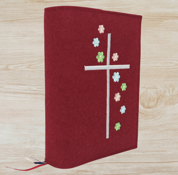 Wosadnikhülle in Kirsch meliert, Kreuz, Blümchen